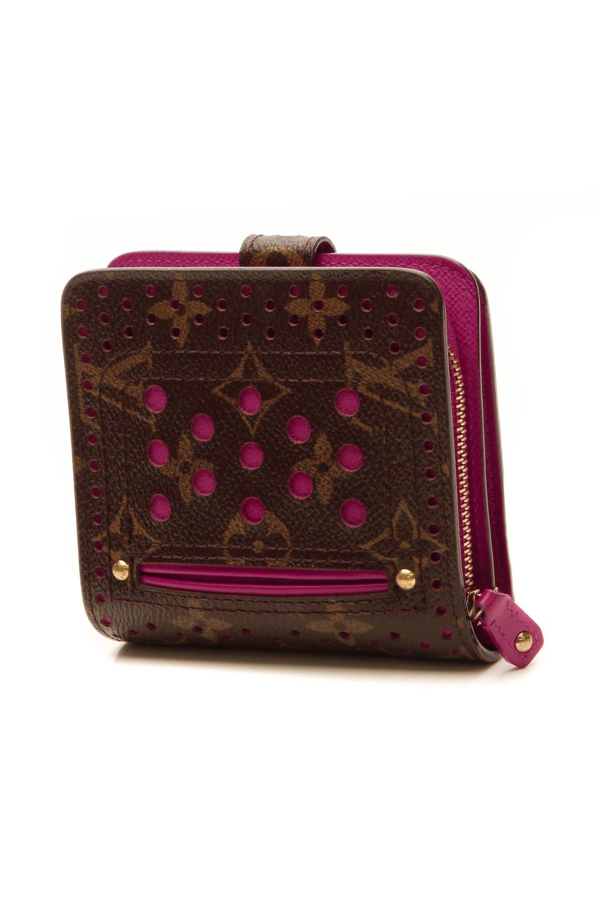 Perforated Compact Zip Wallet - Monogram/Fuchsia - Image 2