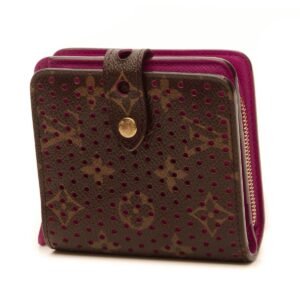 Perforated Compact Zip Wallet - Monogram/Fuchsia
