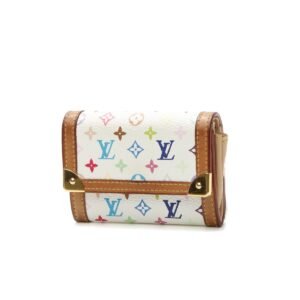 Plat Card Holder Wallet - White Multicolore Monogram