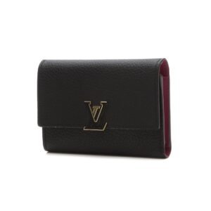 Capucines Compact Wallet - Black/Pink